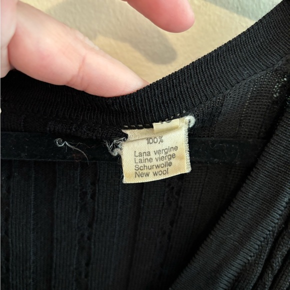 Celine Black 100% Wool Vintage Ribbed Women's Sweater- Large - Picture 4 of 14